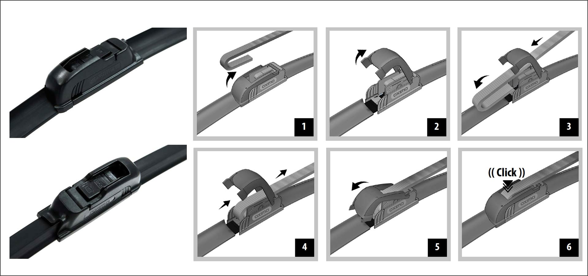 Oximo Frameless Front Windshield Wiper Blades (16"/18"/20"/22"/24"/26") Pair