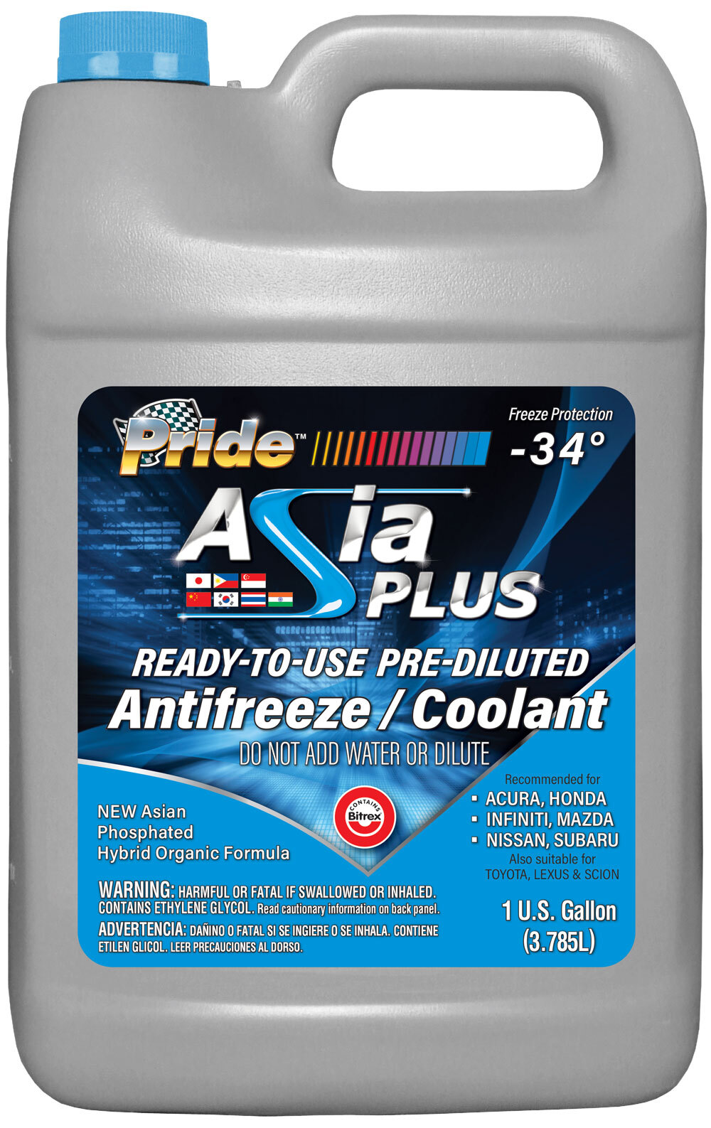 Pride Asia Plus Pre-Diluted Antifreeze 1Gallon/ 3.785Liters
