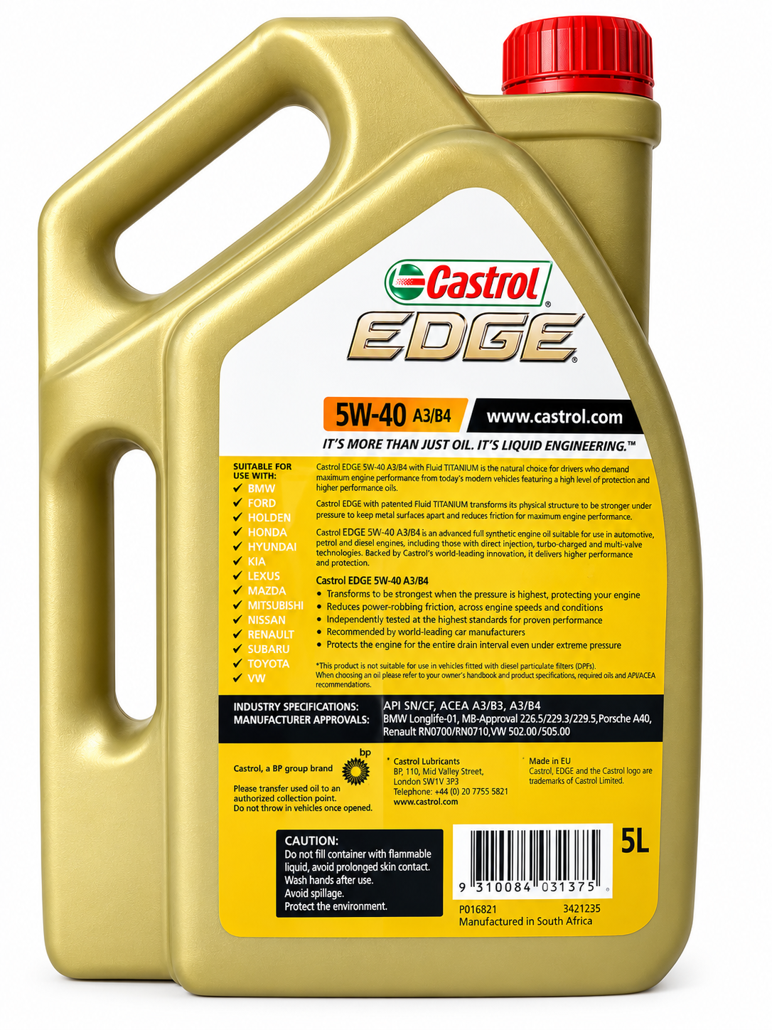 Shop - Castrol Edge 5W-40 A3/B4 Advanced Full Synthetic Motor Oil