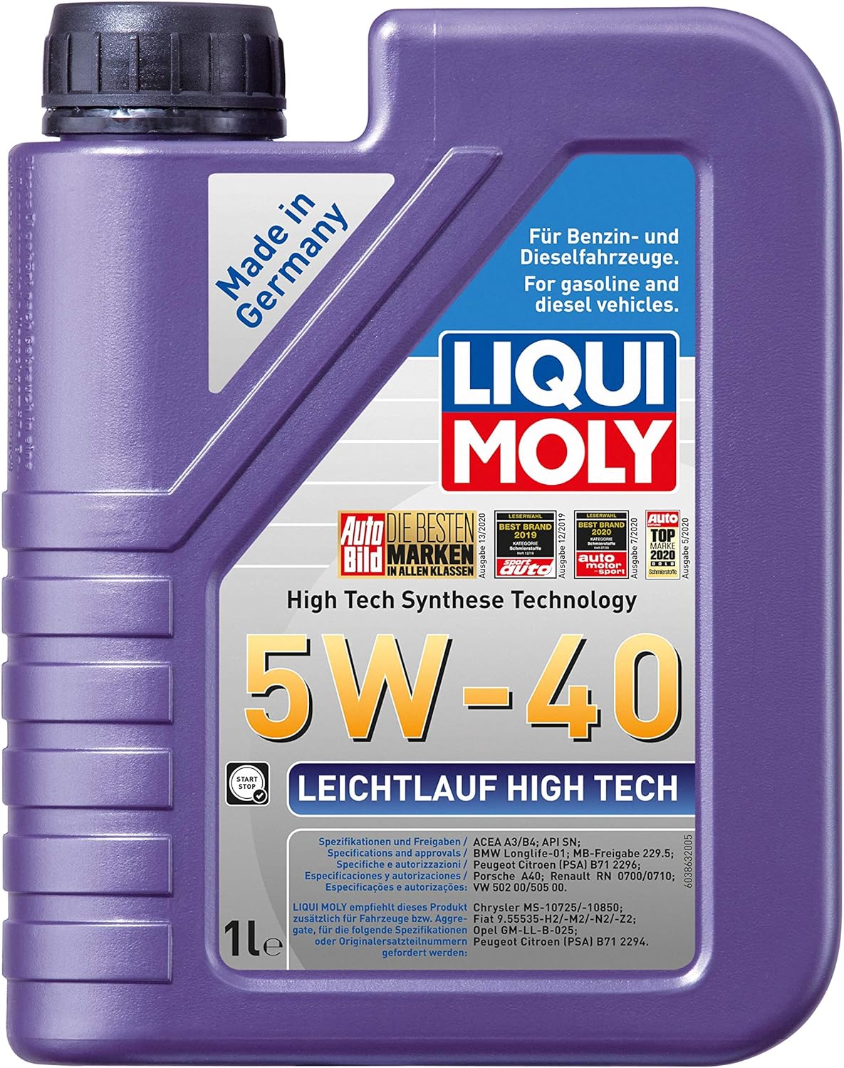 Liqui Moly Leichtlauf High Tech 5W-40 Synthetic Motor Oil- 1 Liter