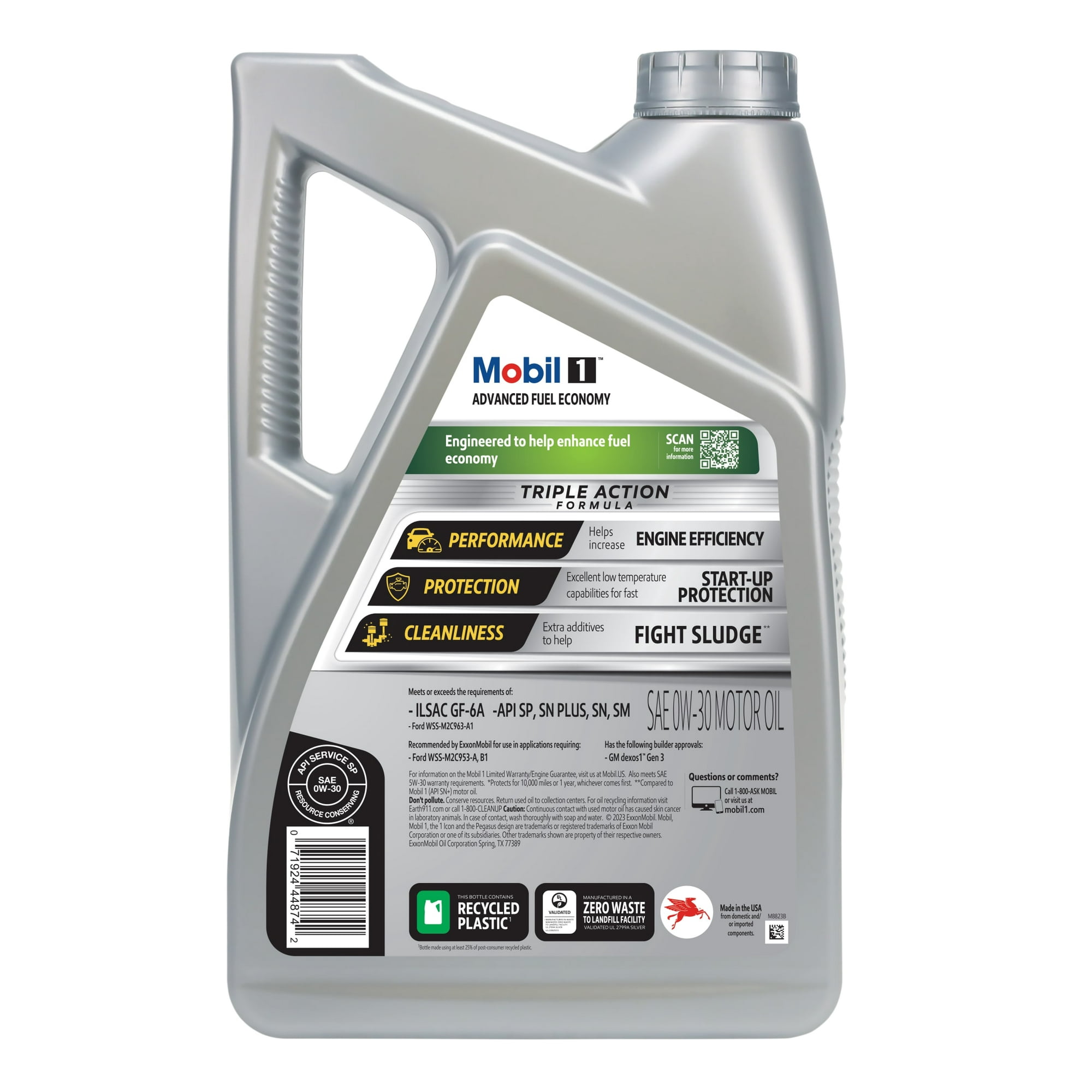 Mobil 1 0W-30 Advanced Fuel Economy Full Synthetic Motor Oil (5Quarts/4.73Liters)