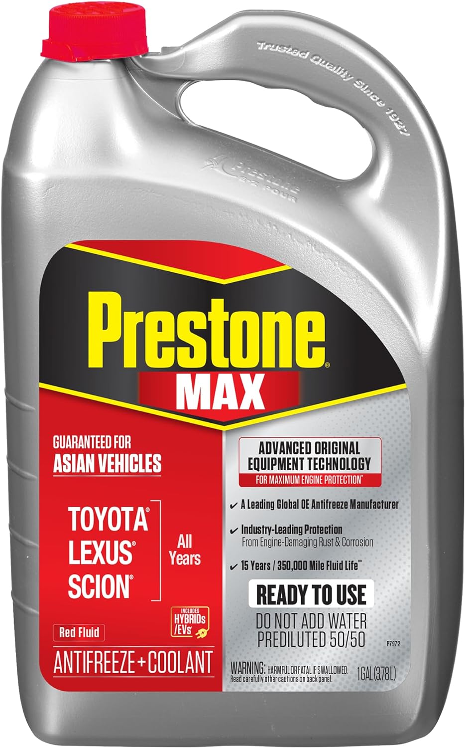 Prestone AF6210 MAX Asian Vehicles (Red) Antifreeze and Coolant - 4 Liters