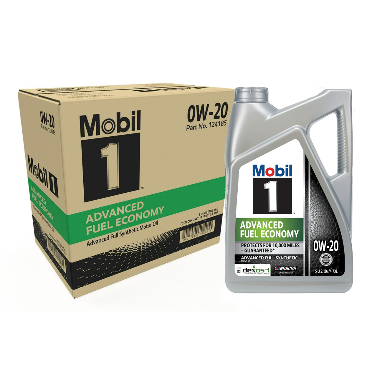 Mobil 1 0W-20 Advanced Fuel Economy Full Synthetic Motor Oil, 5 Quarts (Pack of 3)
