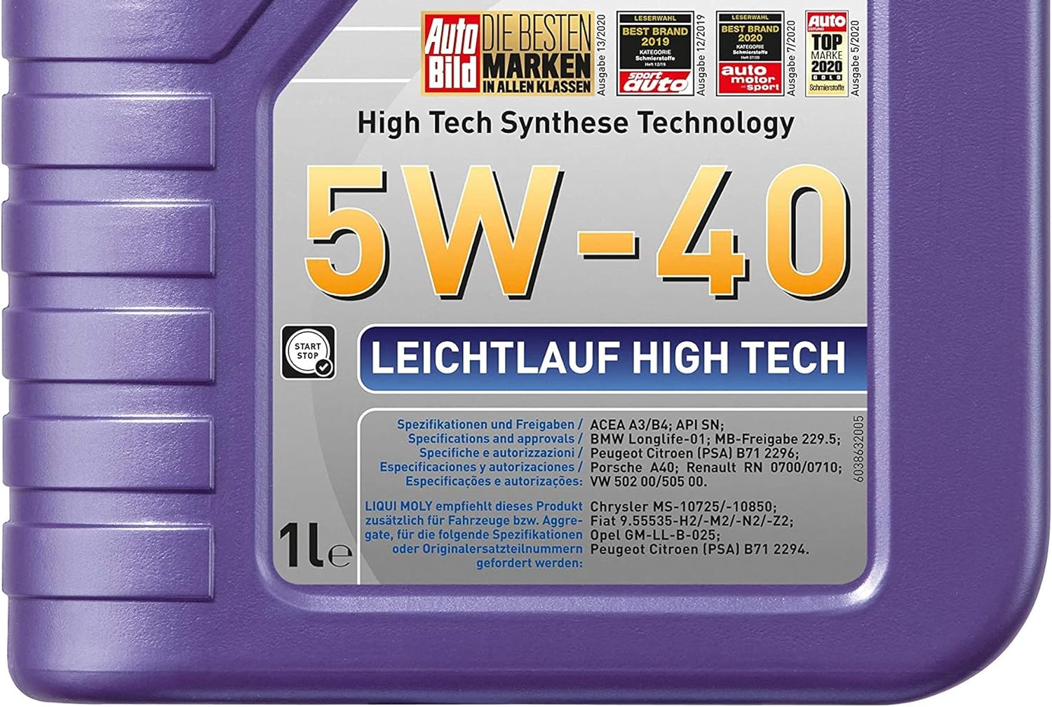 Liqui Moly Leichtlauf High Tech 5W-40 Synthetic Motor Oil- 1 Liter