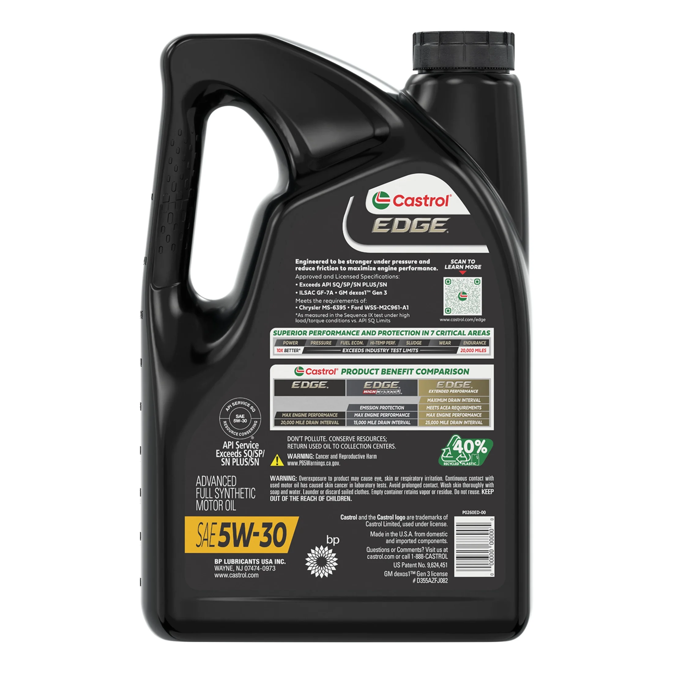 Castrol EDGE 5W-30 Advanced Full Synthetic Motor Oil - 5 Quarts