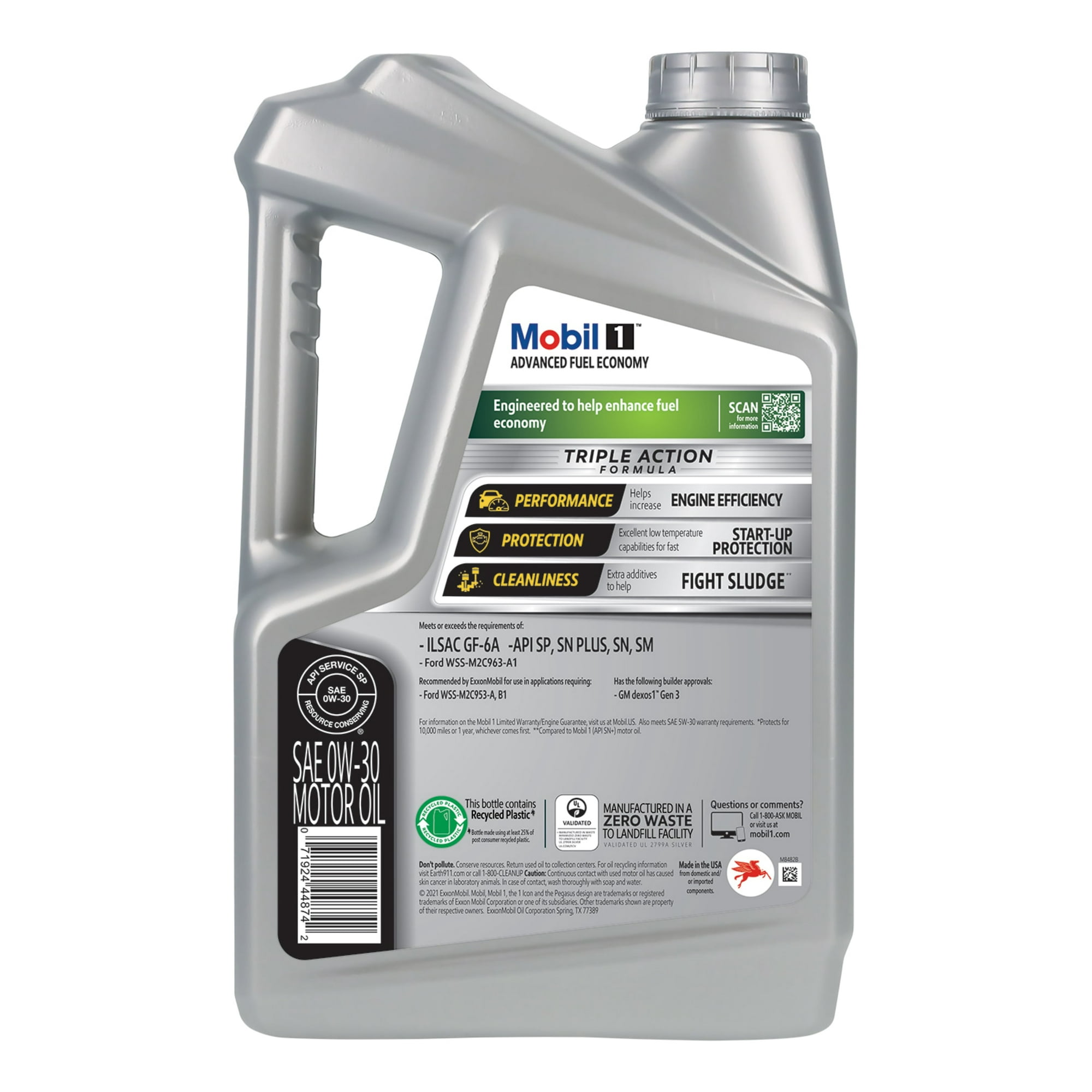 Mobil 1 0W-30 Advanced Fuel Economy Full Synthetic Motor Oil (5Quarts/4.73Liters)