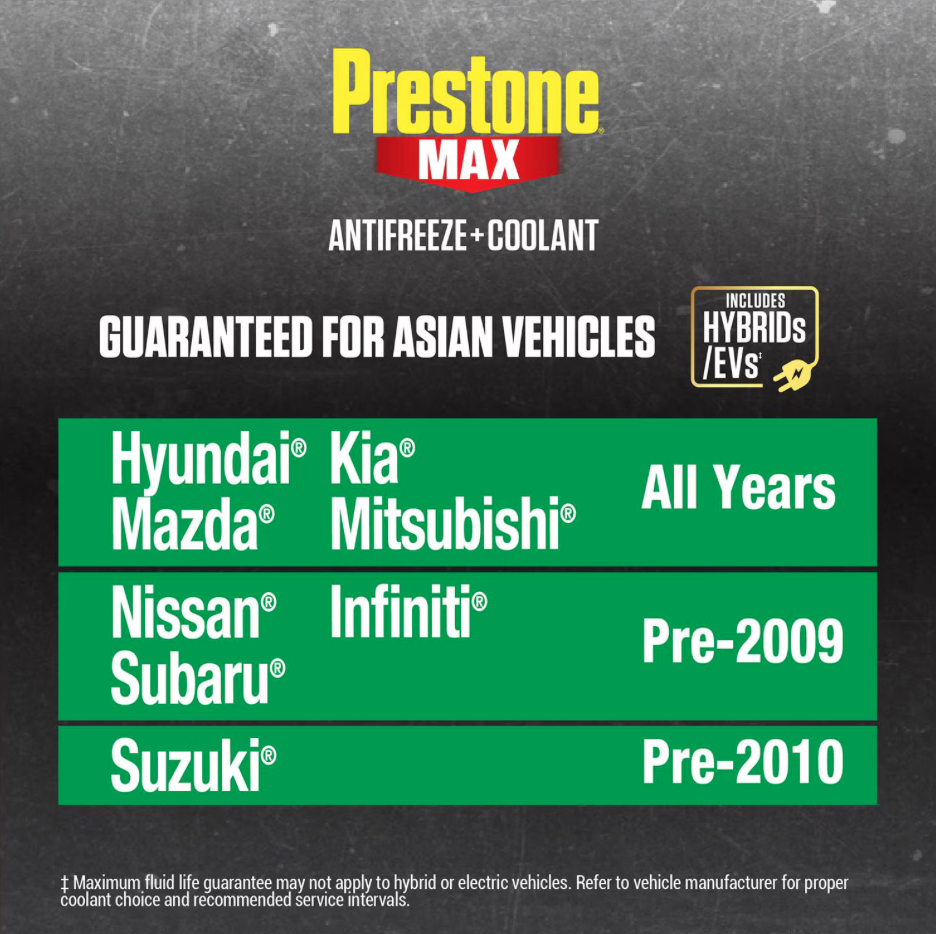 Prestone AF6610 MAX Asian Vehicles Green Antifreeze and Coolant - 4 liters
