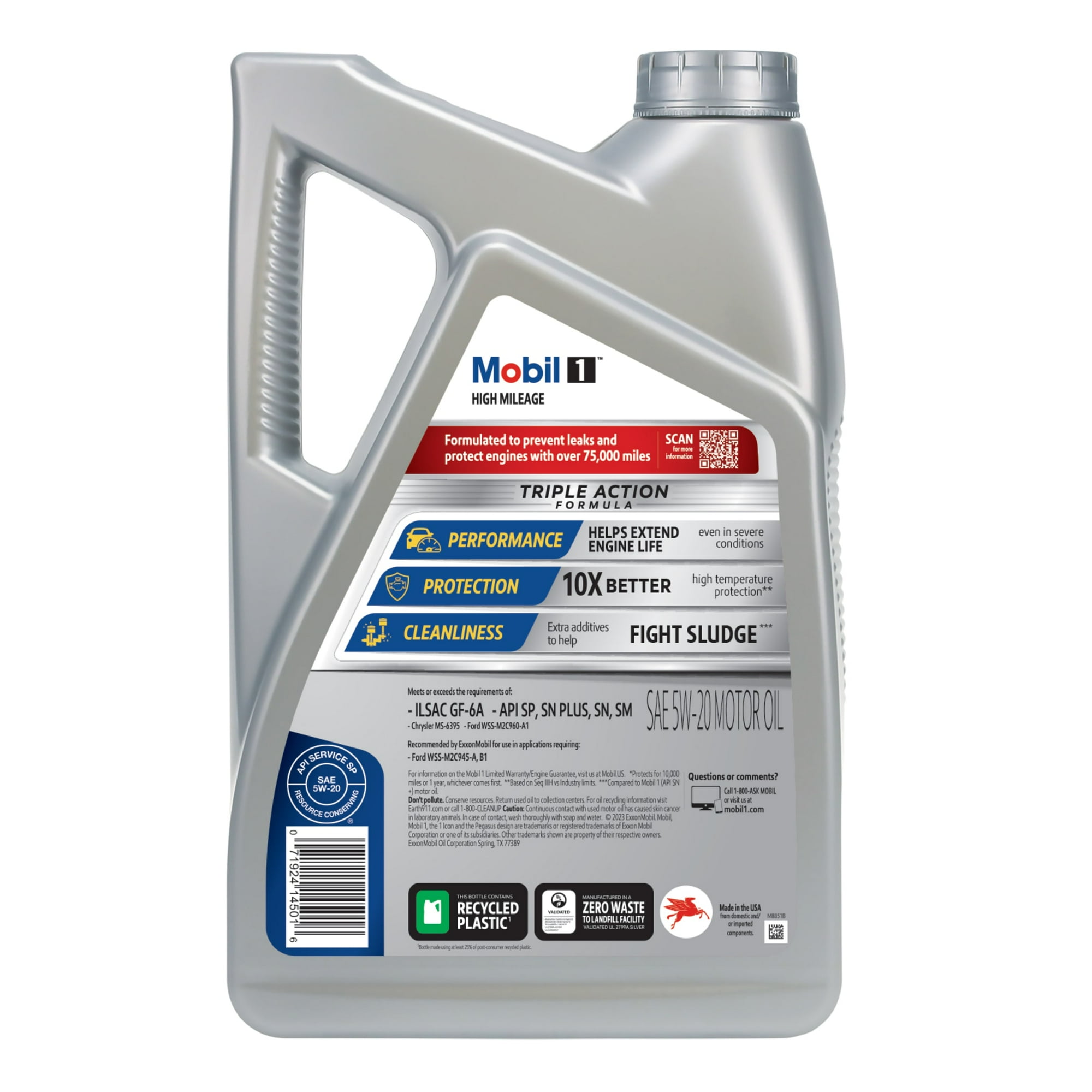 Mobil 1 5W-20 (High Mileage Synthetic Motor Oil) 5Quarts