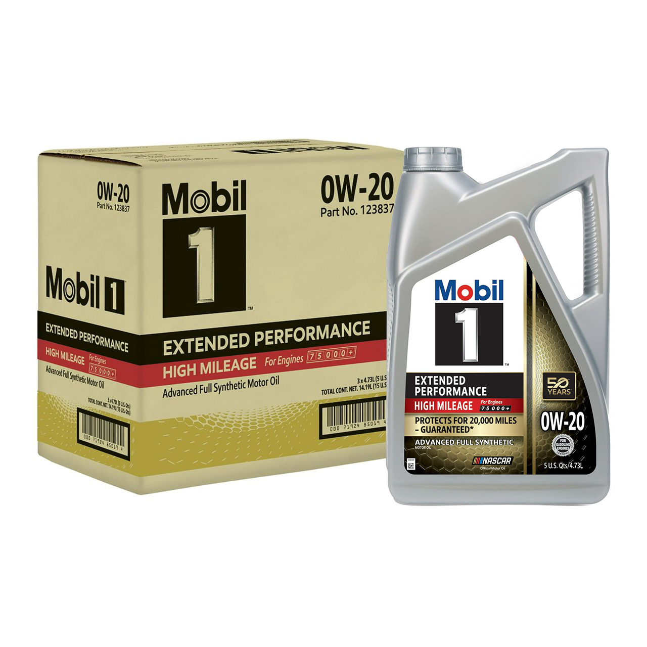 Mobil 1 0W-20 Extended Performance High Mileage Full Synthetic Motor Oil, 5 Quarts (Pack of 3)