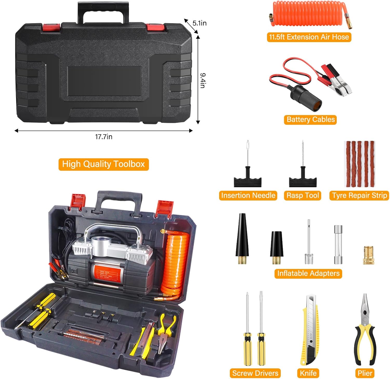 Dual Cylinder Tyre Pump/Compressor 150PSI