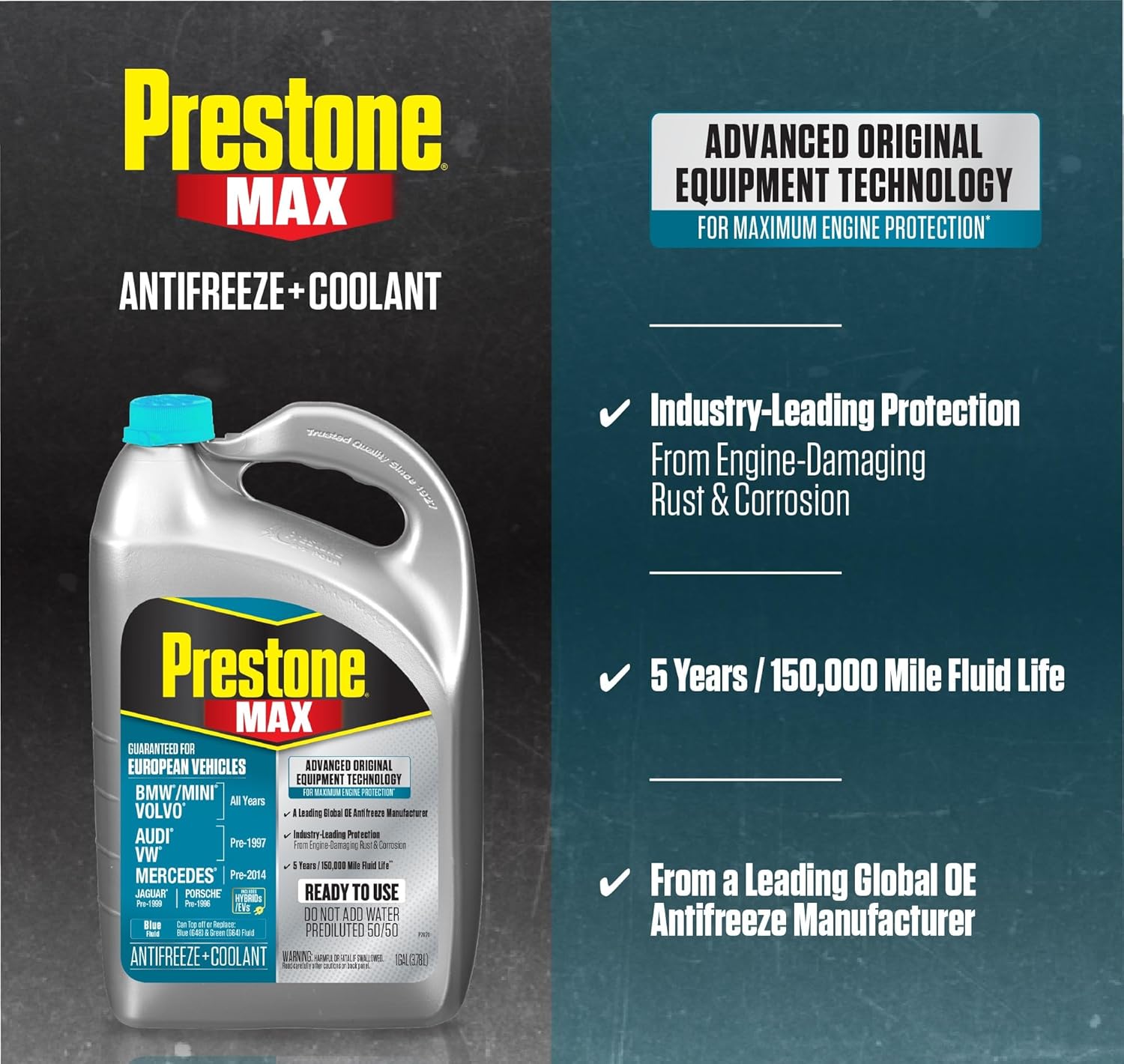 Prestone AF6110 MAX European Vehicles (Blue) Anti-Freeze and Coolant