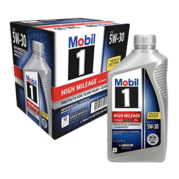 Mobil 1 5W-30 (High Mileage Synthetic Motor Oil) 1 Quart (Pack of 6)