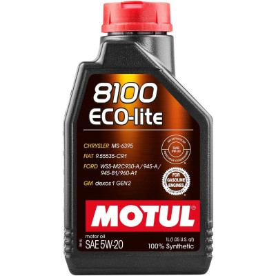 Motul 8100 ECO-LITE 5W-20 Motor Oil 1Liter 100% Synthetic