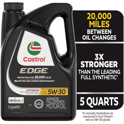 Castrol EDGE 5W-30 Advanced Full Synthetic Motor Oil - 5 Quarts (Pack of 3)