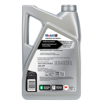 Mobil 1 0W-40 (Advanced Full Synthetic Motor Oil) 5Quarts European Car Formula