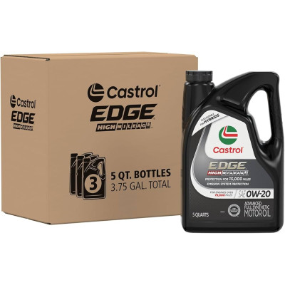 Castrol EDGE 0W-20 Advanced Full Synthetic Motor Oil - 5 Quarts (Pack of 3)