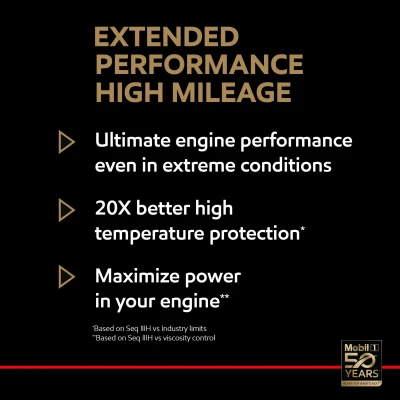 Mobil 1 5W-30 (Extended Performance High Mileage Full Synthetic Motor Oil) 5 Quarts