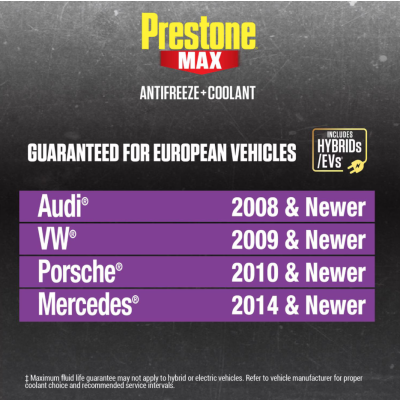 Prestone AF6510 MAX European Vehicles (Purple) Antifreeze and Coolant - 4 Liters